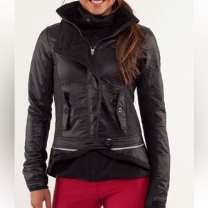 Lululemon Pedal Power Size 4 Brisk Black Full Zip Fleece Jacket Reflective